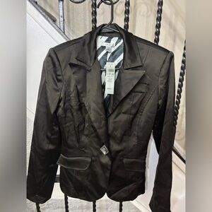 Cache Elegant Black Satin Blazer